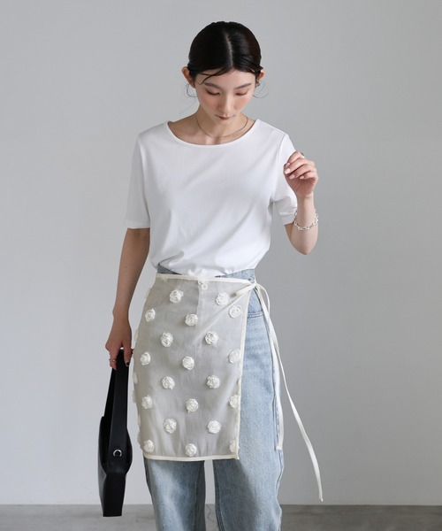 select MOCA（セレクトモカ）の「フラワーラップスカート（スカート・レディース・アイボリー/ブラック・FREE）」の3枚目の写真