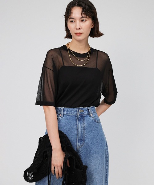 BABYLONE（バビロン）の「シアーニットTシャツ（Tシャツ/カットソー・レディース・ベージュ/ホワイト/ブラック・フリー）」の18枚目の写真