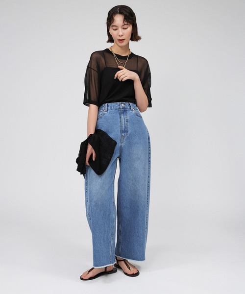 BABYLONE（バビロン）の「シアーニットTシャツ（Tシャツ/カットソー・レディース・ベージュ/ホワイト/ブラック・フリー）」の22枚目の写真