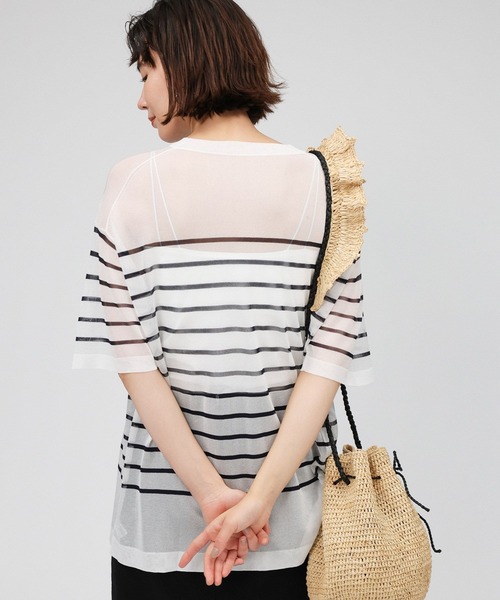 BABYLONE（バビロン）の「シアーニットTシャツ（Tシャツ/カットソー・レディース・ベージュ/ホワイト/ブラック・フリー）」の7枚目の写真