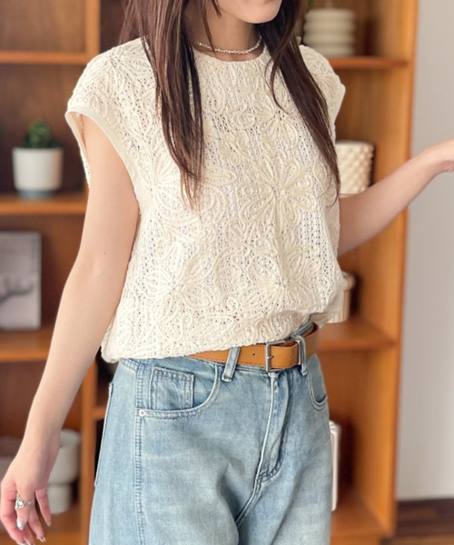 Good Riddance(グッドリダンス)の「【Good Riddance】コードフラワー刺繍 レーストップス(タンクトップ・レディース・ブラック/ベージュ・FREE)」の10枚目の写真