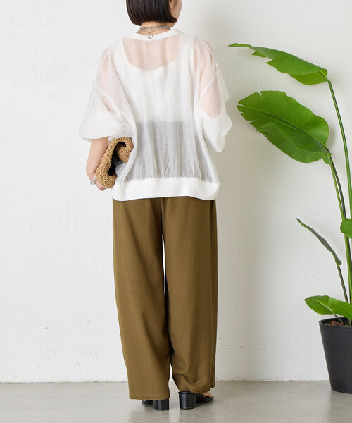 Jena espace merveilleux（ジェナ　エスパスメルヴェイユ）の「【真夏も涼しく着れる】シアーボタンカーディガン（カーディガン/ボレロ・レディース・グレー/ブラック/オフホワイト・FREE）」の13枚目の写真