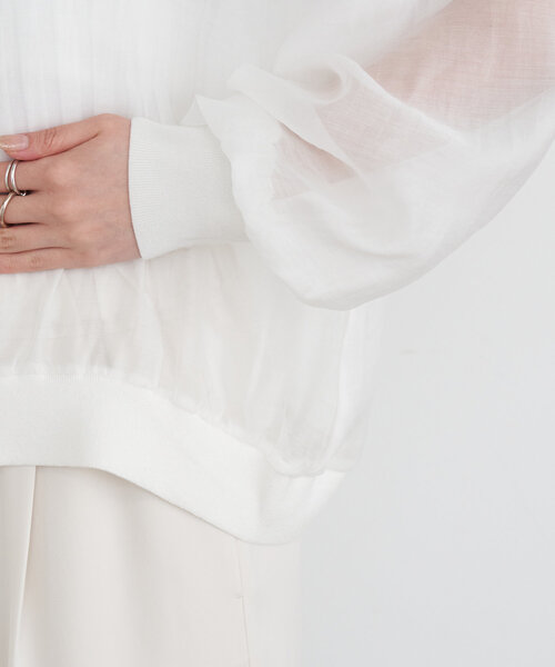 Jena espace merveilleux（ジェナ　エスパスメルヴェイユ）の「【真夏も涼しく着れる】シアーボタンカーディガン（カーディガン/ボレロ・レディース・グレー/ブラック/オフホワイト・FREE）」の22枚目の写真