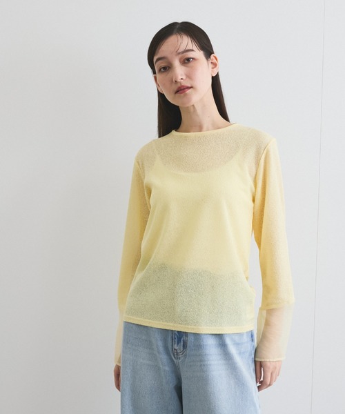 VICKY(ビッキー)の「袖シアーカットソートップス≪手洗い可能≫(Tシャツ/カットソー・レディース・イエロー/ブラック/オフホワイト・M)」の3枚目の写真