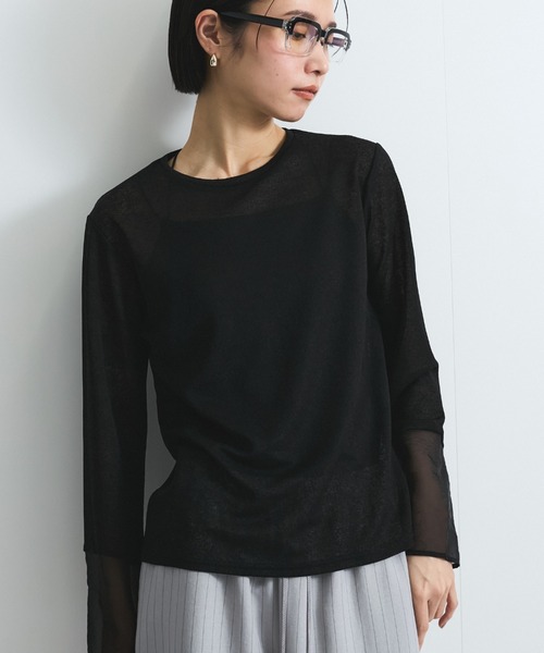 VICKY(ビッキー)の「袖シアーカットソートップス≪手洗い可能≫(Tシャツ/カットソー・レディース・イエロー/ブラック/オフホワイト・M)」の18枚目の写真