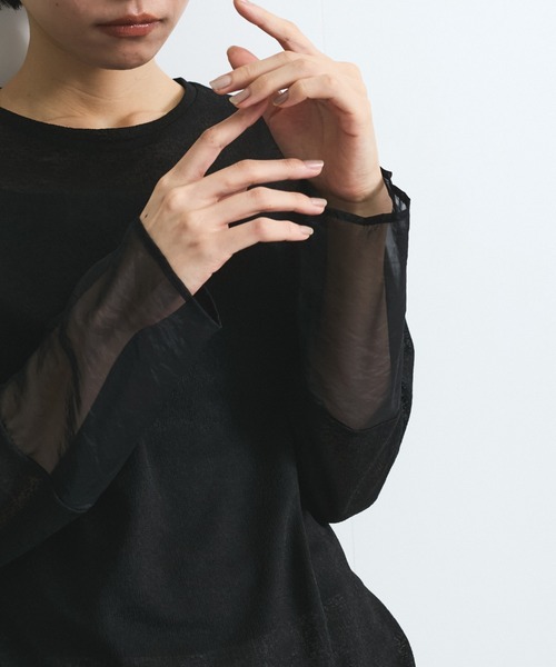 VICKY(ビッキー)の「袖シアーカットソートップス≪手洗い可能≫(Tシャツ/カットソー・レディース・イエロー/ブラック/オフホワイト・M)」の19枚目の写真