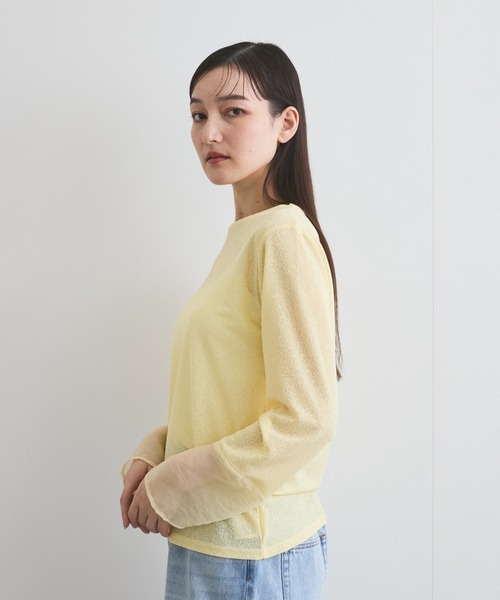 VICKY(ビッキー)の「袖シアーカットソートップス≪手洗い可能≫(Tシャツ/カットソー・レディース・イエロー/ブラック/オフホワイト・M)」の22枚目の写真