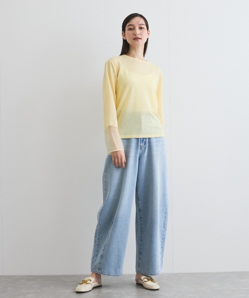 VICKY(ビッキー)の「袖シアーカットソートップス≪手洗い可能≫(Tシャツ/カットソー・レディース・イエロー/ブラック/オフホワイト・M)」の5枚目の写真