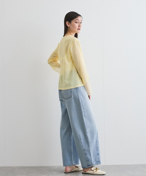 VICKY(ビッキー)の「袖シアーカットソートップス≪手洗い可能≫(Tシャツ/カットソー・レディース・イエロー/ブラック/オフホワイト・M)」の8枚目の写真