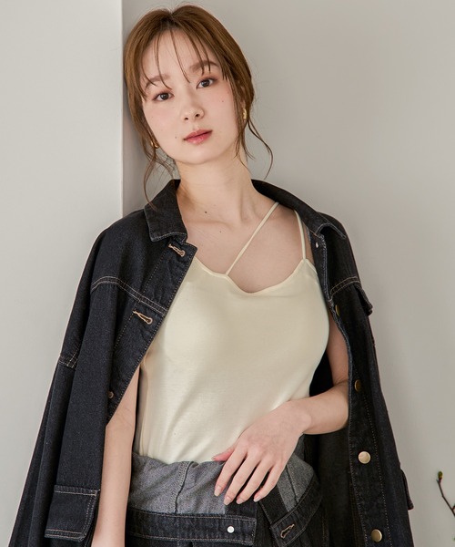 mideal（マイディール）の「cross design camisole / クロスデザインキャミソール（キャミソール・レディース・アイボリー/ブラック/ブラウン/ピンク・FREE）」の5枚目の写真