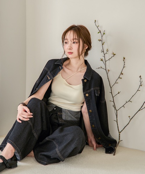 mideal（マイディール）の「cross design camisole / クロスデザインキャミソール（キャミソール・レディース・アイボリー/ブラック/ブラウン/ピンク・FREE）」の13枚目の写真