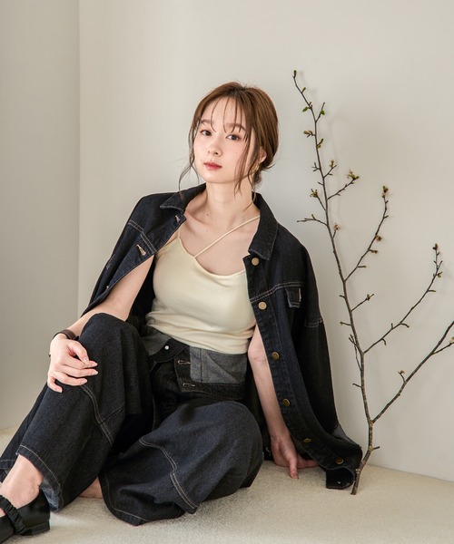 mideal（マイディール）の「cross design camisole / クロスデザインキャミソール（キャミソール・レディース・アイボリー/ブラック/ブラウン/ピンク・FREE）」の8枚目の写真