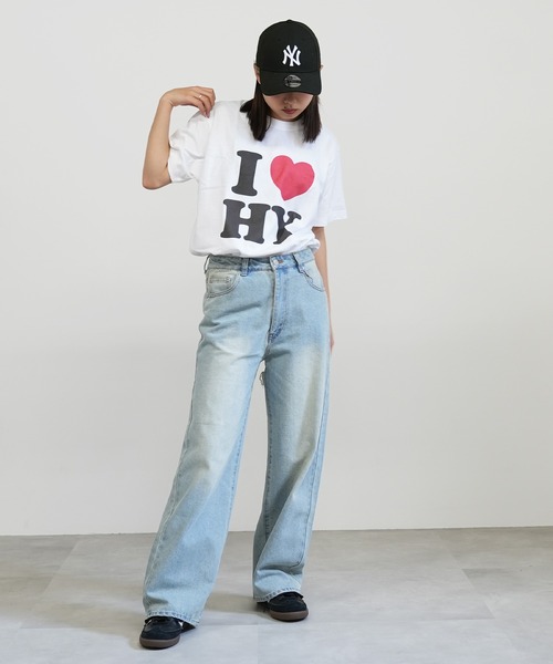 BASIS(ベイシス)の「I LOVE ロゴ コットン Tシャツ(Tシャツ/カットソー・レディース・ホワイト/ブラック・MEDIUM/LARGE)」の6枚目の写真