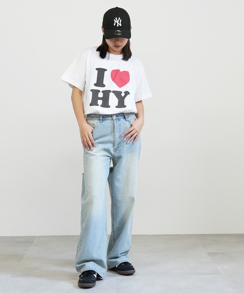 BASIS(ベイシス)の「I LOVE ロゴ コットン Tシャツ(Tシャツ/カットソー・レディース・ホワイト/ブラック・MEDIUM/LARGE)」の7枚目の写真