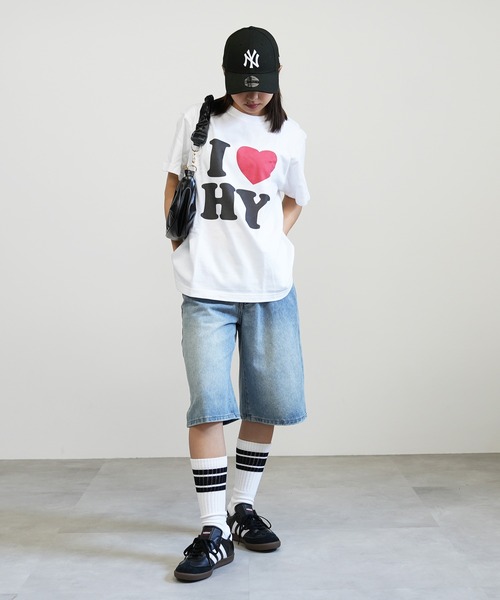 BASIS(ベイシス)の「I LOVE ロゴ コットン Tシャツ(Tシャツ/カットソー・レディース・ホワイト/ブラック・MEDIUM/LARGE)」の8枚目の写真