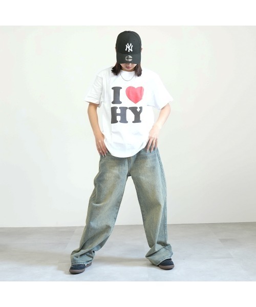 BASIS(ベイシス)の「I LOVE ロゴ コットン Tシャツ(Tシャツ/カットソー・レディース・ホワイト/ブラック・MEDIUM/LARGE)」の21枚目の写真