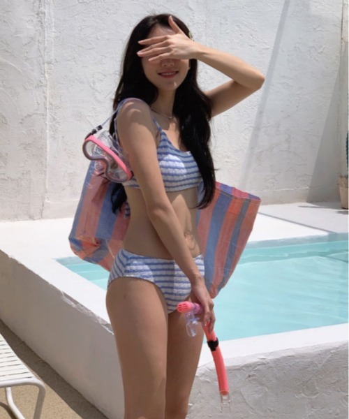 【ラグジュアリーを日常に】TOTEME シャーリングビキニ FREE STYLISTS 水着 Y2K シャーリングシンプルビキニ水着 swim