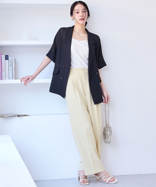 VIS(ビス)の「【洗える】メッシュドルマンサマージャケット(テーラードジャケット・レディース・キナリ/ブラック/カーキ・FREE)」の14枚目の写真