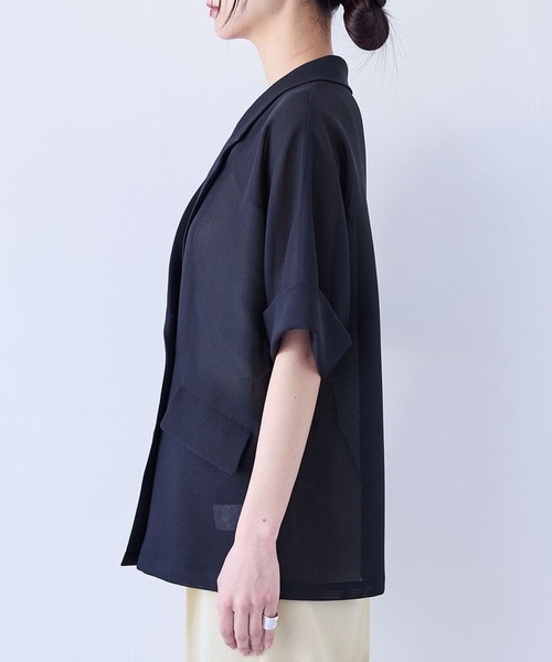 VIS(ビス)の「【洗える】メッシュドルマンサマージャケット(テーラードジャケット・レディース・キナリ/ブラック/カーキ・FREE)」の19枚目の写真