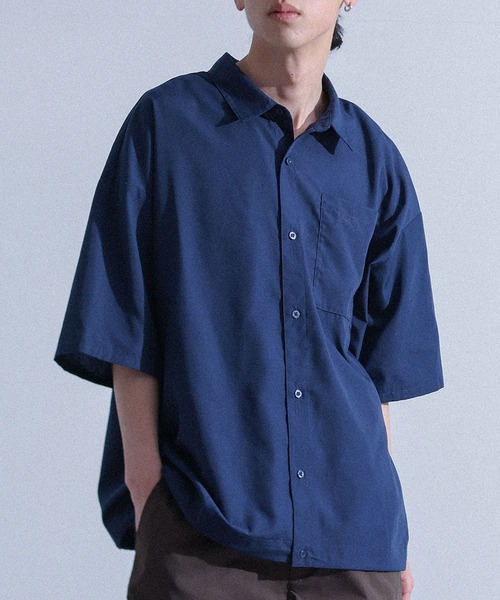 WEARMASTERS 廃盤モデル　半袖シャツ　Mサイズ セール】『裾ドロスト付き スピンドルレギュラーカラー半袖