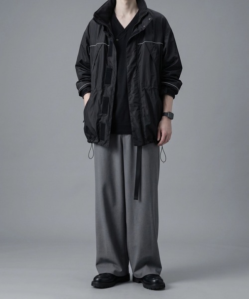ato（アトウ）の「RECYCLE POLYESTER WIDE PANTS（スラックス・メンズ・トップグレー/ブラック/ベージュ・44/46/48）」の16枚目の写真