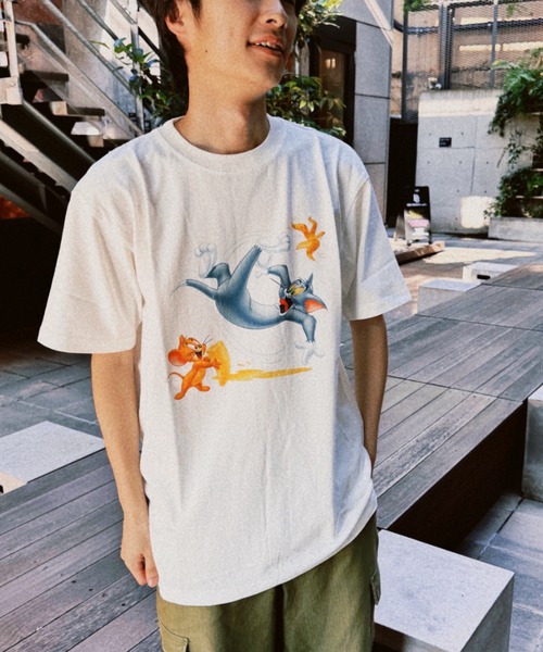 minius(ミニウス)の「【Tom&Jerry/トムとジェリー】""TOM and JERRY"" T-Shirt"半袖プリントTシャツ ビックシルエット ピグメント加工 ヴィンテージライク(Tシャツ/カットソー・メンズ・ホワイト/チャコールグレー・MEDIUM/LARGE/X-LARGE)」の7枚目の写真