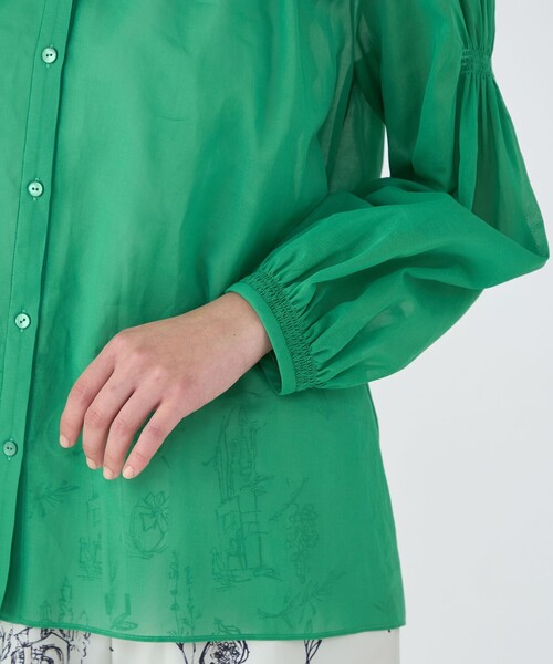 セール】シャイニーオーガンジー シャーリングブラウス（シャツ