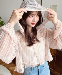ふるさと納税 和歌山市 固有素材「Bebrain」リネンキュプラコーディガン ピンク　フリーサイズ カーディガン/ボレロ（ピンク/桃色系・リネン・麻）ファッション