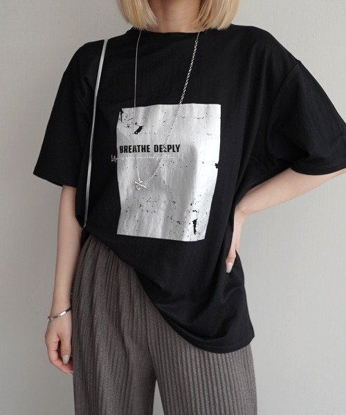 セール】箔プリント冷感Tシャツ（Tシャツ/カットソー）｜Rashik