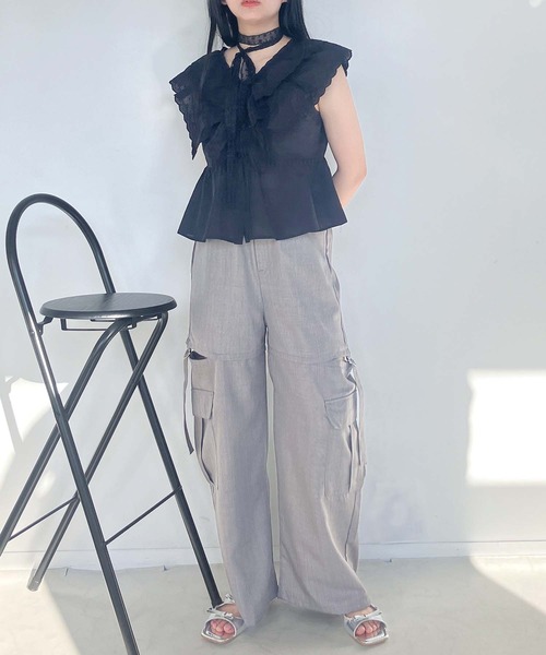 AS KNOW AS plus（アズノゥアズプラス）の「●フレンチスリーブ レース ティアードフリルブラウス（シャツ/ブラウス・レディース・レッド/ブラック/オフホワイト・FREE）」の22枚目の写真