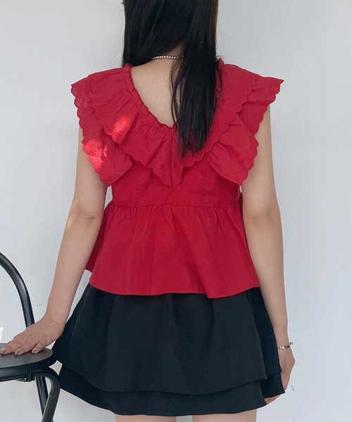 AS KNOW AS plus（アズノゥアズプラス）の「●フレンチスリーブ レース ティアードフリルブラウス（シャツ/ブラウス・レディース・レッド/ブラック/オフホワイト・FREE）」の17枚目の写真