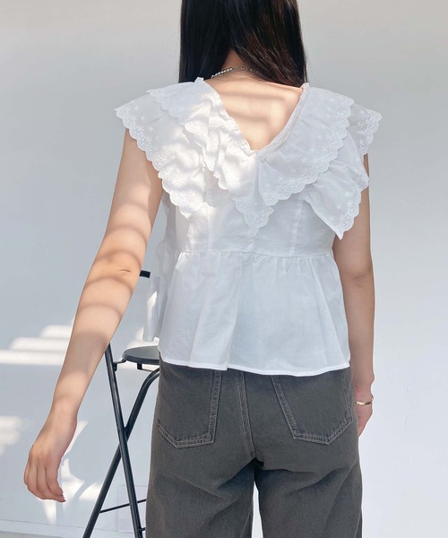 AS KNOW AS plus（アズノゥアズプラス）の「●フレンチスリーブ レース ティアードフリルブラウス（シャツ/ブラウス・レディース・レッド/ブラック/オフホワイト・FREE）」の12枚目の写真