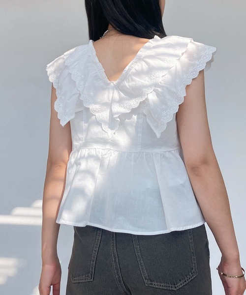 AS KNOW AS plus（アズノゥアズプラス）の「●フレンチスリーブ レース ティアードフリルブラウス（シャツ/ブラウス・レディース・レッド/ブラック/オフホワイト・FREE）」の11枚目の写真