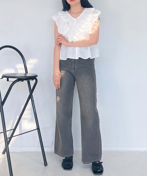 AS KNOW AS plus（アズノゥアズプラス）の「●フレンチスリーブ レース ティアードフリルブラウス（シャツ/ブラウス・レディース・レッド/ブラック/オフホワイト・FREE）」の9枚目の写真