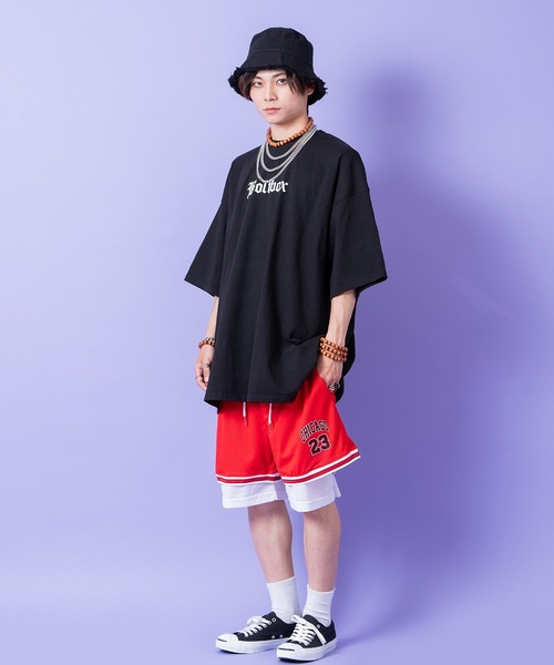 a.p.o.v.(エーピーオービー)の「a.p.o.v. CHICAGOロゴオーバーサイズメッシュハーフパンツ(その他パンツ・メンズ・ブラック/レッド・ONESIZE)」の8枚目の写真
