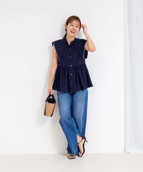 NOLLEY'S ノースリーブ 38サイズ ノーリーズ NOLLEY'S レース ノースリーブシャツ 透け感 紺色 38