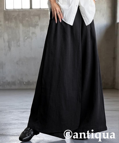 antiqua(アンティカ)の「リネンカフェパンツ(その他パンツ・レディース・ブラック/ナチュラル・ONESIZE)」の4枚目の写真