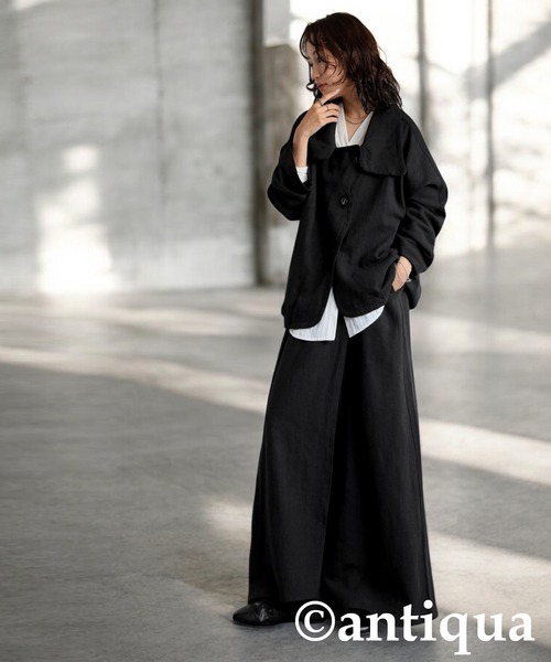 antiqua(アンティカ)の「リネンカフェパンツ(その他パンツ・レディース・ブラック/ナチュラル・ONESIZE)」の5枚目の写真