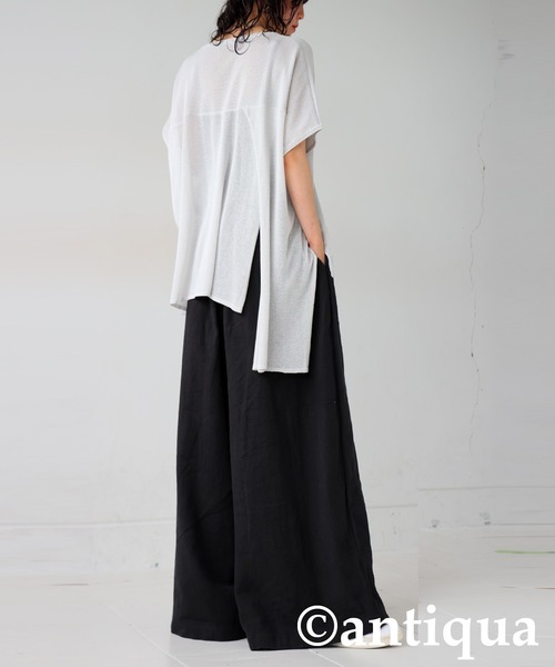 antiqua(アンティカ)の「リネンカフェパンツ(その他パンツ・レディース・ブラック/ナチュラル・ONESIZE)」の7枚目の写真