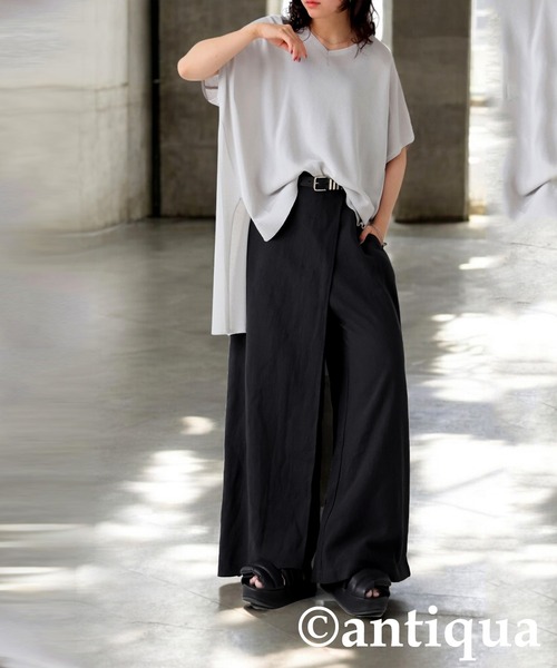 antiqua(アンティカ)の「リネンカフェパンツ(その他パンツ・レディース・ブラック/ナチュラル・ONESIZE)」の8枚目の写真