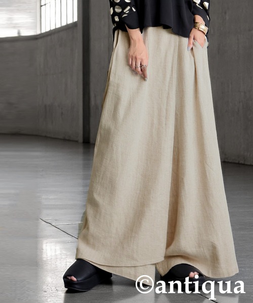 antiqua(アンティカ)の「リネンカフェパンツ(その他パンツ・レディース・ブラック/ナチュラル・ONESIZE)」の9枚目の写真