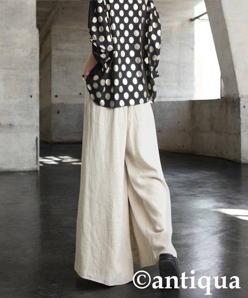 antiqua(アンティカ)の「リネンカフェパンツ(その他パンツ・レディース・ブラック/ナチュラル・ONESIZE)」の10枚目の写真