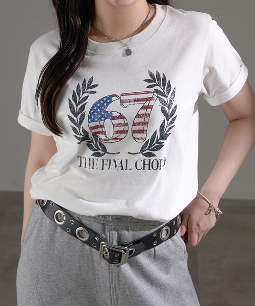 apres jour mignon(アプレジュールミニョン)の「カスレプリントTシャツ【ZOZOTOWN限定アイテム】(Tシャツ/カットソー・レディース・ホワイト系その他2/ナチュラル/ブラック系その他/ブラック/ホワイト系その他/オフホワイト・X-LARGE/フリー)」の10枚目の写真
