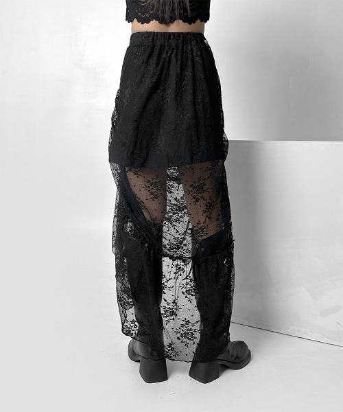 LVEU.(ラブユ.)の「【LVEU.】マルチウェイシャーリングレーススカート / ボトムス スカート レース シャーリング リボン マルチウェイ シャーリング フレア レイヤード ブラック(スカート・レディース・ブラック・FREE)」の20枚目の写真