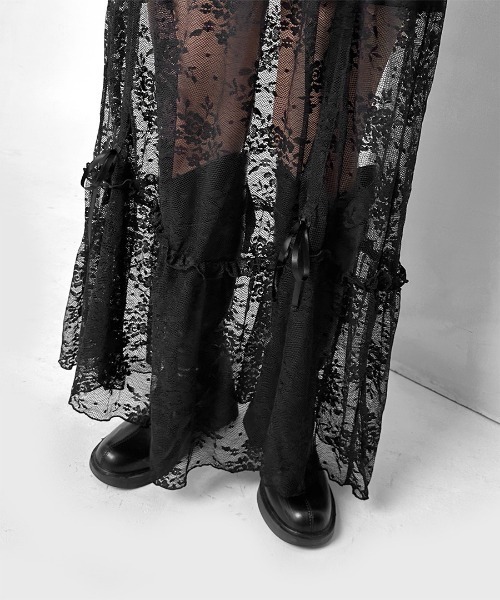 LVEU.(ラブユ.)の「【LVEU.】マルチウェイシャーリングレーススカート / ボトムス スカート レース シャーリング リボン マルチウェイ シャーリング フレア レイヤード ブラック(スカート・レディース・ブラック・FREE)」の22枚目の写真