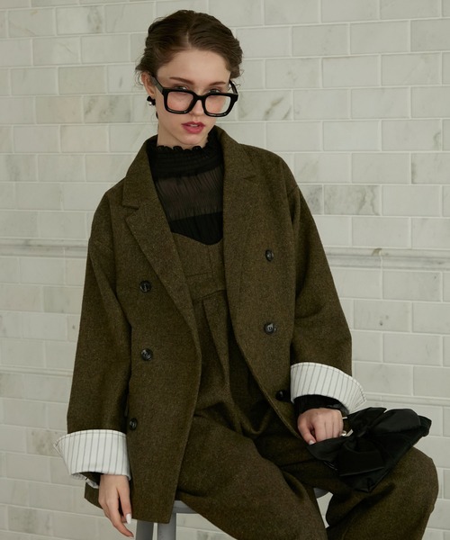 ☆ななれもん☆ 　Ballsey テーラードジャケット セール】【BONLECILL noir】＜セットアップ対応＞ツイードレイヤード