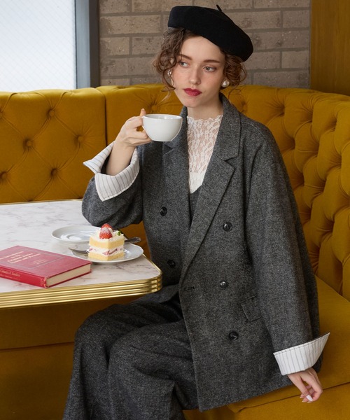 BONLECILL noir】＜セットアップ対応＞ツイードレイヤードダブル