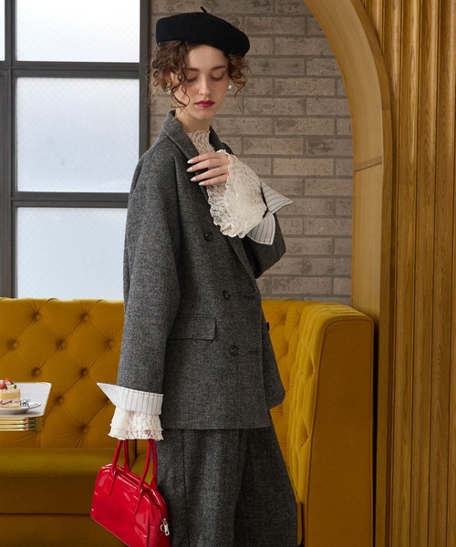 BONLECILL noir】＜セットアップ対応＞ツイードレイヤードダブル