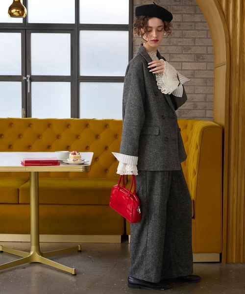 BONLECILL noir】＜セットアップ対応＞ツイードレイヤードダブル