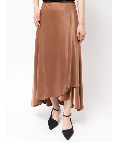 LAGUNAMOON（ラグナムーン）の「クロスレイヤードナロースカート（スカート・レディース・ブラウン/ミント/ベージュ/アイボリー・SMALL/MEDIUM）」の3枚目の写真